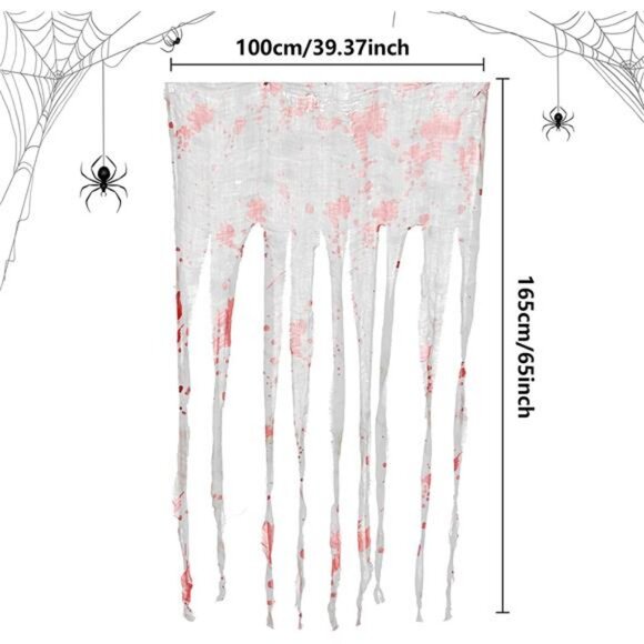 4 PCS Halloween Doorway Curtain-65x39 Inch Decor Door Curtain with Bloody Prints - Picture 2 of 8